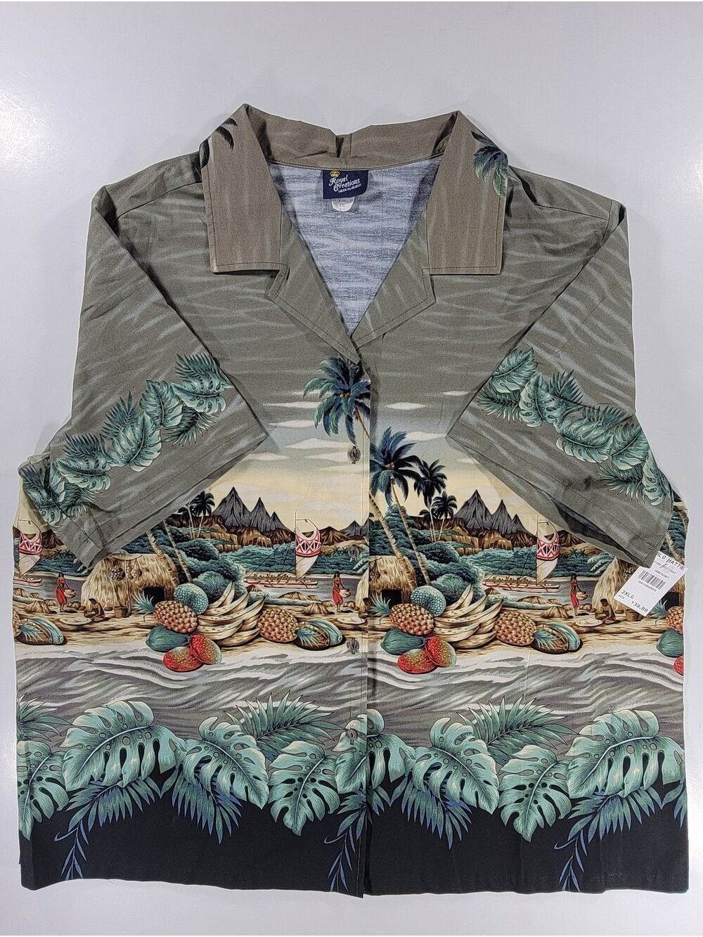 NEW Royal Creations Hawaiian Shirt 2XL XXL Colorful Vintage Cotton Palm Trees